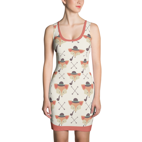Fox with Hat Hipster Print Dress - Teefuse