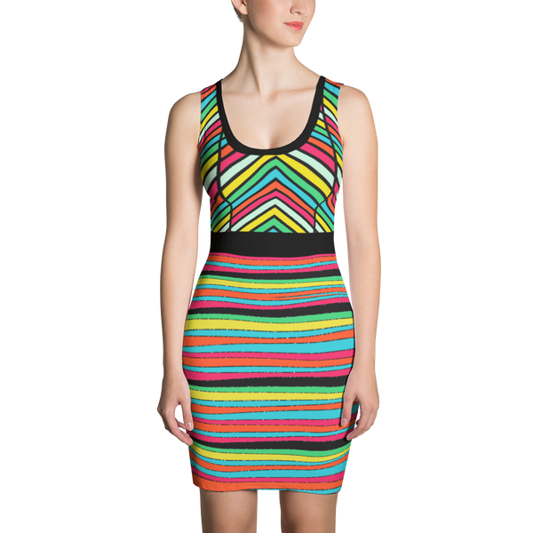 Colored Lines Dress- Teefuse