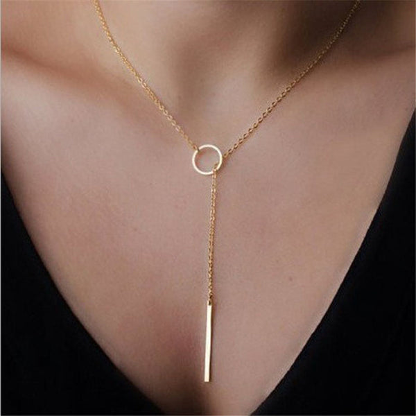 Chain Necklace Y Shaped Circle Lariat Style