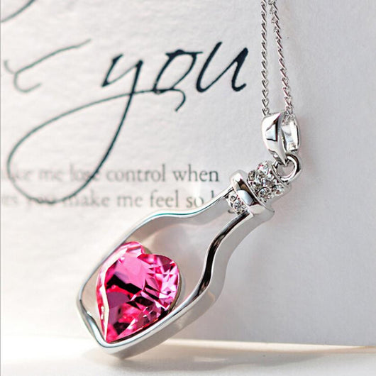 Crystal Chain Heart Bottle Necklace