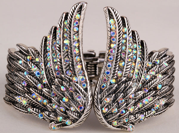 Angel Wings Feather Bracelet w/ Crystal