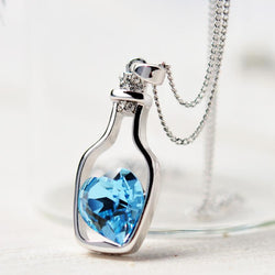 Crystal Chain Heart Bottle Necklace